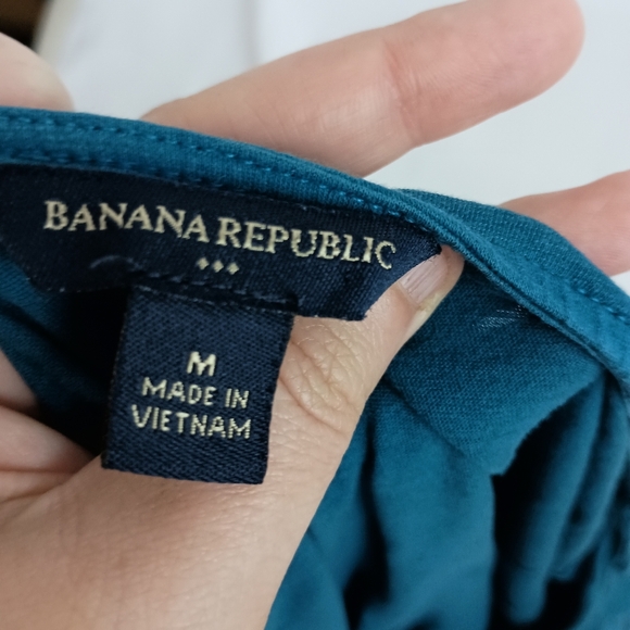 BANANA REPUBLIC Babydoll Milkmaid Office M Green Turquoise‎ Dress Tie Front - Picture 2 of 8